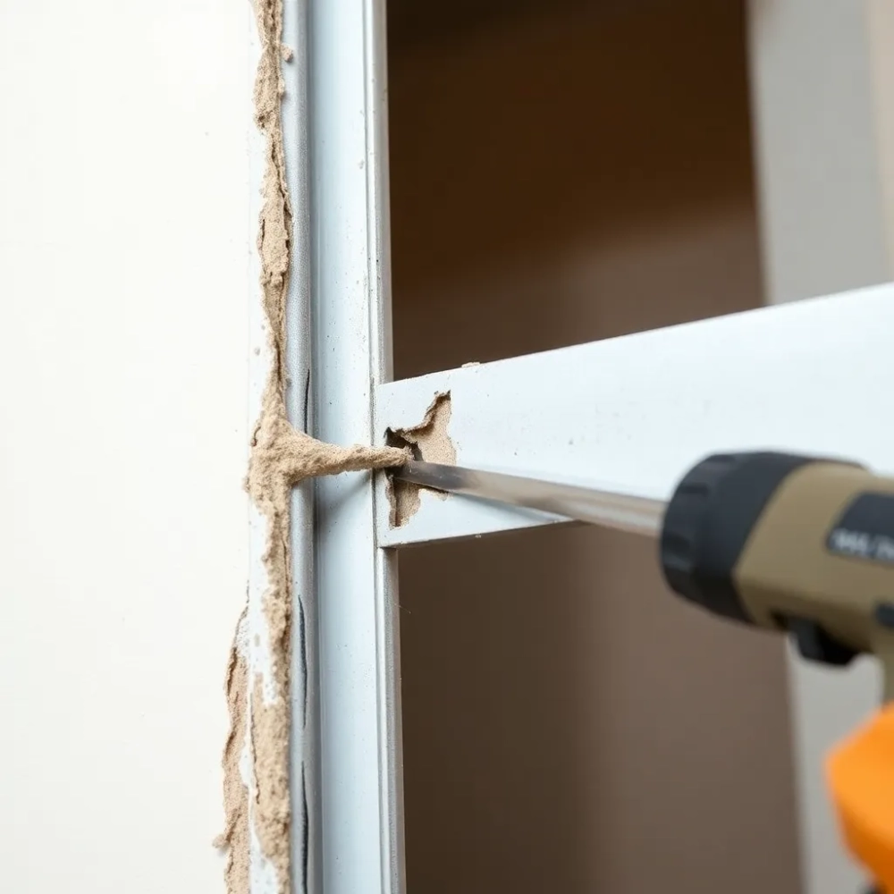 Demontaż futryny metalowej w bloku